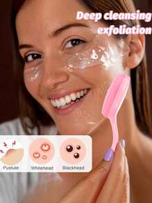 2-In-1 Facial Cleansing Tool, Soft Silicone Facial Brush For Cleaning Large And Visible Pores, Double-Sided Blackhead Remover Tool, Beauty And Skincare Accessories, Gentle Cleansing, Non-Irritating, Double-Sided Soft Exfoliating And Face Massage Brush