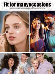 1520片粉色、黑色、白色、蓝色、紫色、绿色星形图案E-Star面部贴纸，拍照和脸部彩绘必备，适用于各种派对、聚会和娱乐活动。有1140/760/304/152/76片装可选，化妆品，价格实惠，可用于房间装饰、梳妆台、旅行、卧室、化妆配件、圣诞礼物、化妆工具，物美价廉，是馈赠佳品，尤其适合女性。 - 白色 - 查看 5