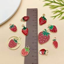混合 10 件合金滴釉草莓和水果系列吊坠配件，适合 DIY 项链、耳环、钥匙扣首饰制作时尚配饰。 - 彩色 - 查看 6