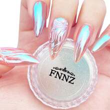 Unicorn Chrome Nail Powder, Aurora Unichrome Mermaid Aurora Nail Powder Pigment Pearlescent Nail Art Glitter Decoration For Home DIY Nail Salon Manicure - Glacier Ocean,7118442 - 淺藍色 - 查看 5