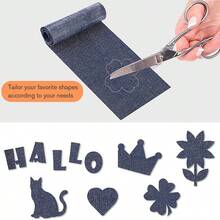 1/2/3pcs 3 Color Options Available: Jean Iron-On Patches, 3 X 20 Inch Repair Patches, Easily Cuttable Into Any Desired Shape, Clothing, Self-Adhesive Iron-On Patches, DIY Hole Patch (Dark Blue, Light Blue, Black) - View 5