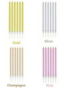 6/18pcs Happy Birthday Cake Pencil Candle ,Spiral Candle Birthday Baking Cake Decoration Straight Pencil Candle Dessert Table Decoration Plug-In