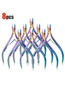 8/6/5/4/3/2/1 件套不锈钢修甲套装，包含指甲钳、指甲剪、指甲护理工具、角质去除器、指甲推，适用于修甲和足疗 - 彩色 - 查看 17