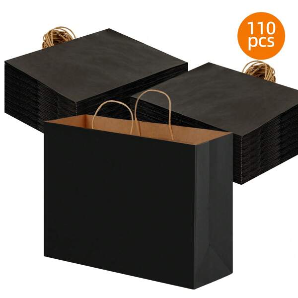 Tomnk 110/60 Pack Kraft Paper Gift Bags With Handles, 16 X 6 X 12 Inches Large Size For Wedding, Birthday, Business, Party Favors & Retail Packaging