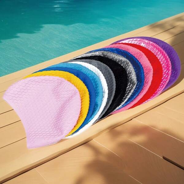 Teardrop Swim Cap, Adult Outdoor Water Sport Equipment, Men Women Waterproof Swimming Cap, Elastic Silicone Swimming Cap