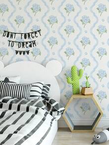 1pc 17.7" X 9.8ft Simple Floral Plant Wallpaper, Floral Self-Adhesive Wallpaper, Peel And Stick Wallpaper, Light Background Wallpaper, Removable Wallpaper, Decorative Sticker For Living Room, Bedroom, Wall, Furniture Renovation