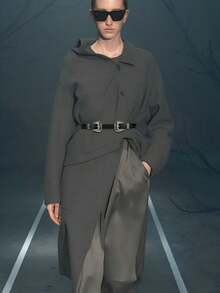 1pc Western Style Silver Double Buckle Belt Fall, Autumn, Halloween - Black - View 9