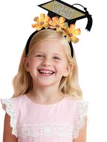 1 件儿童简约花卉玫瑰图案发箍头带，毕业时尚发饰