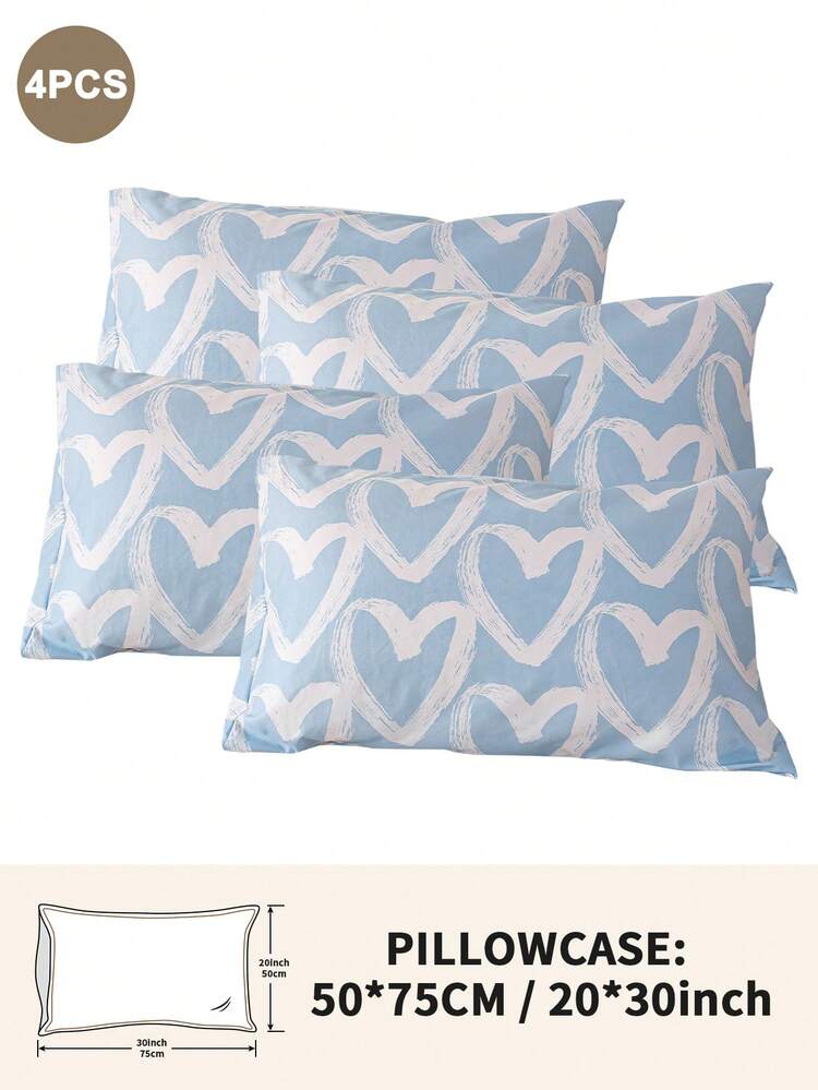 1pc/2pcs/4pcs Polyester Heart Pattern Pillowcase (Pillow Insert Not Included), Soft & Comfortable, Suitable For All Seasons - Multicolor - View 22
