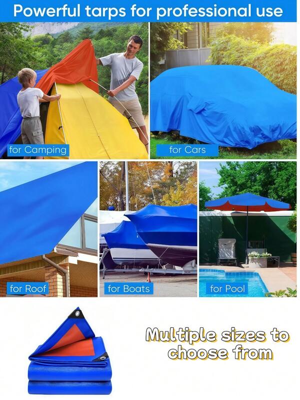 1pc2m*3m/6.56ft*9.84ft/78.74inch*118.11inch Waterproof Tarpaulin | Effective Waterproofing, Protect Your Goods, Cars, In The Rainy Environment, Still Keeps You Dry And Can Also Insulate Heavy Duty Rainproof Tarpaulin, Waterproof Sun Protection Tarpaulin, Multi-Purpose Plastic Tarpaulin With Reinforced Grommets For Truck Cover