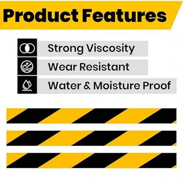 1pc Black & Yellow Caution Tape, Helpful Warning Tool. Prominent Black & Yellow Color Scheme, Durable Adhesiveness, Wear-Resistant, Convenient Sectioning For Protection