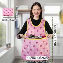 Portable Drying Apron, Large Capacity Waterproof Oxford Cloth Laundry Apron, Adjustable Work Apron With Big Pocket, Sleeveless Drying Apron, Waterproof Oxford Cloth Laundry Basket, Laundry Basket, Bathroom Storage Basket, Basket, Storage Basket, Foldable Laundry Basket - Pink - View 12