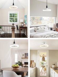 Lampara Ventilador, Foco Led Ventilador Abánico Techo, Ventilador De Techo E27,Lámpara Silenciosa Con Control Remoto Ventiladores Luces , lámpara de ventilador para habitación, salón, comedor, dormitorio - Blanco - Ver 7