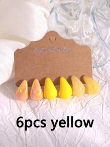 6pcs/Set Colorful Teardrop Earrings Set, Suitable For Women's Daily Wear, Great Gift For Mom Or Best Friend