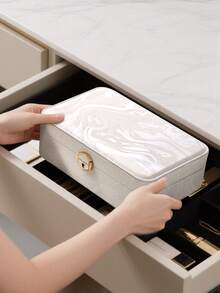 CASEGRACE 1 件女孩珠宝盒收纳盒，仿皮可锁珠宝架收纳盒，双层盒子，耳环项链、戒指收纳盒，桌面和旅行使用的理想选择，生日结婚礼物珠宝收纳盒 - 多色 - 查看 7