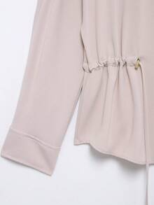 Women's Fashion Casual Minimalist Versatile -Style Crinkle Fabric Long Sleeve Collared Shirt, Suitable For Spring/Autumn - Sand - View 7