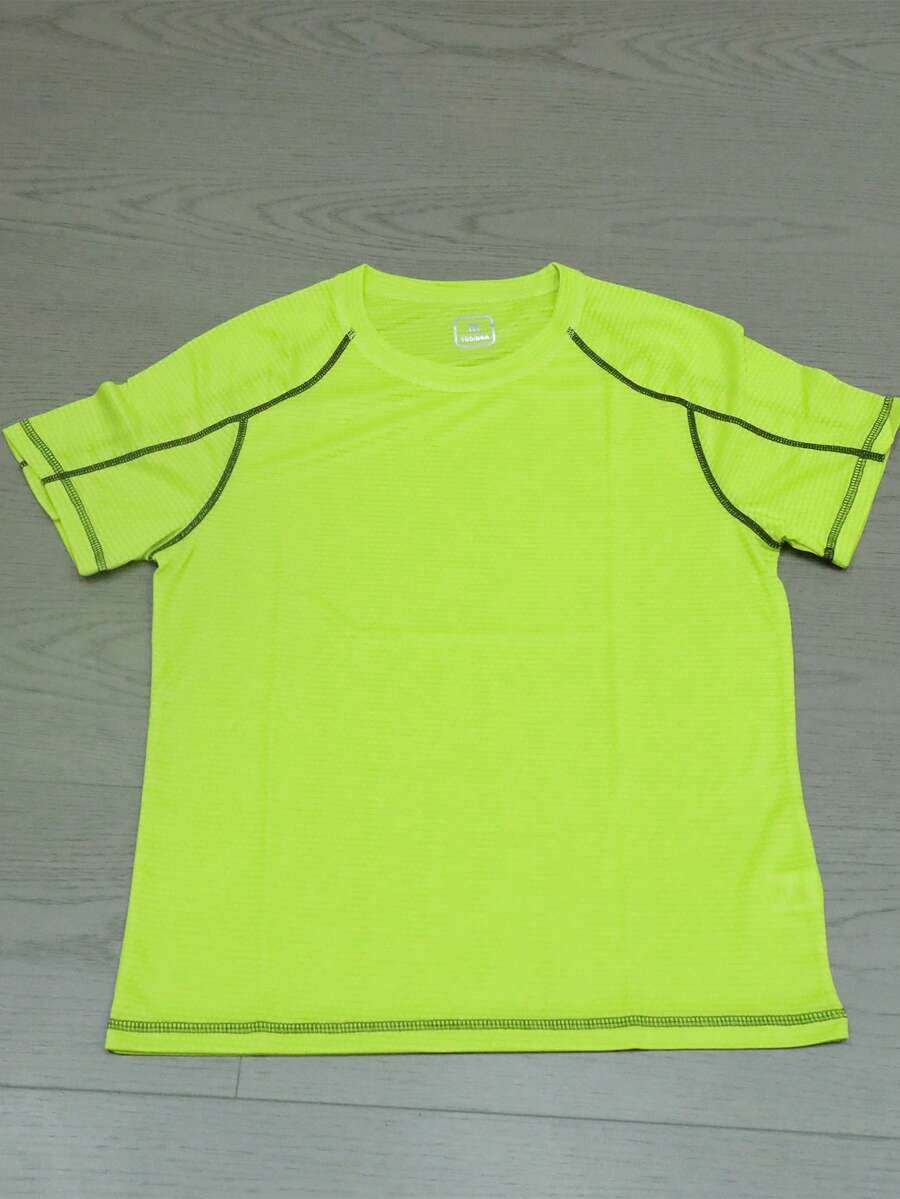 Men's Summer Casual Contrast Stitching T-Shirt - Green - View 1