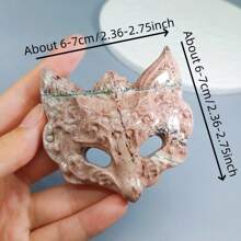 1pc Natural Crystal Fox Mask Carving Ornament, Polished And Carved From Raw Stone, Crystal Craftwork, A Lovely Animal Sculpture Decorative Ornament, Creative Home Decor Ornament And A Unique Holiday Gift.