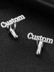 定制男士袖扣，不锈钢简约首字母袖扣，绅士西装衬衫首饰，送给父亲、丈夫、男朋友、儿子的礼物，仅限英文大写字母