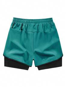 1 件男士休闲运动户外跑步短裤，内裤，网眼透气训练健身短裤，轻质冰丝面料，适合夏季球类运动 - 橄欖綠 - 查看 9