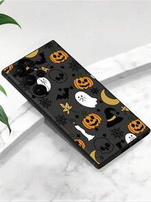 1 Pack Halloween Pumpkin Lamp, Skull, Bat, Ghost, Cobweb Printed Anti-Drop Anti-Slip Black Phone Case, Compatible With IPhone, Compatible With Honor, Compatible With Redmi, Compatible With Galaxy, Phones Waterproof Shockproof Scratch Resistant - Black - View 4