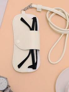 1 bolsa para óculos de pescoço, estojo para óculos, bolsa de couro sintético estilosa, suporte protetor fofo para óculos de sol, organizador portátil para óculos de viagem, capa protetora macia para óculos/óculos de sol, leve e compacto, acessório moderno, ideia de presente, armazenamento para óculos resistente a arranhões, perfeito para atividades ao ar livre, escritório, praia, carro, bolsa, academia e uso diário. Acessórios essenciais para viagem, bolsa de viagem, férias, volta às aulas, material escolar, óculos de sol feminino. - Multicolorido - Ver 6