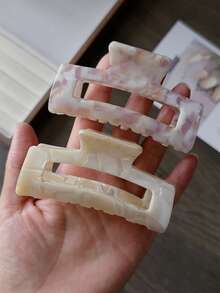 1 件/2 件/3 件女士优雅醋酸纤维大理石方形发爪夹,时尚马尾装饰配件,适合日常外出发型,春夏秋冬发夹发饰女士度假装 - 彩色 - 查看 16