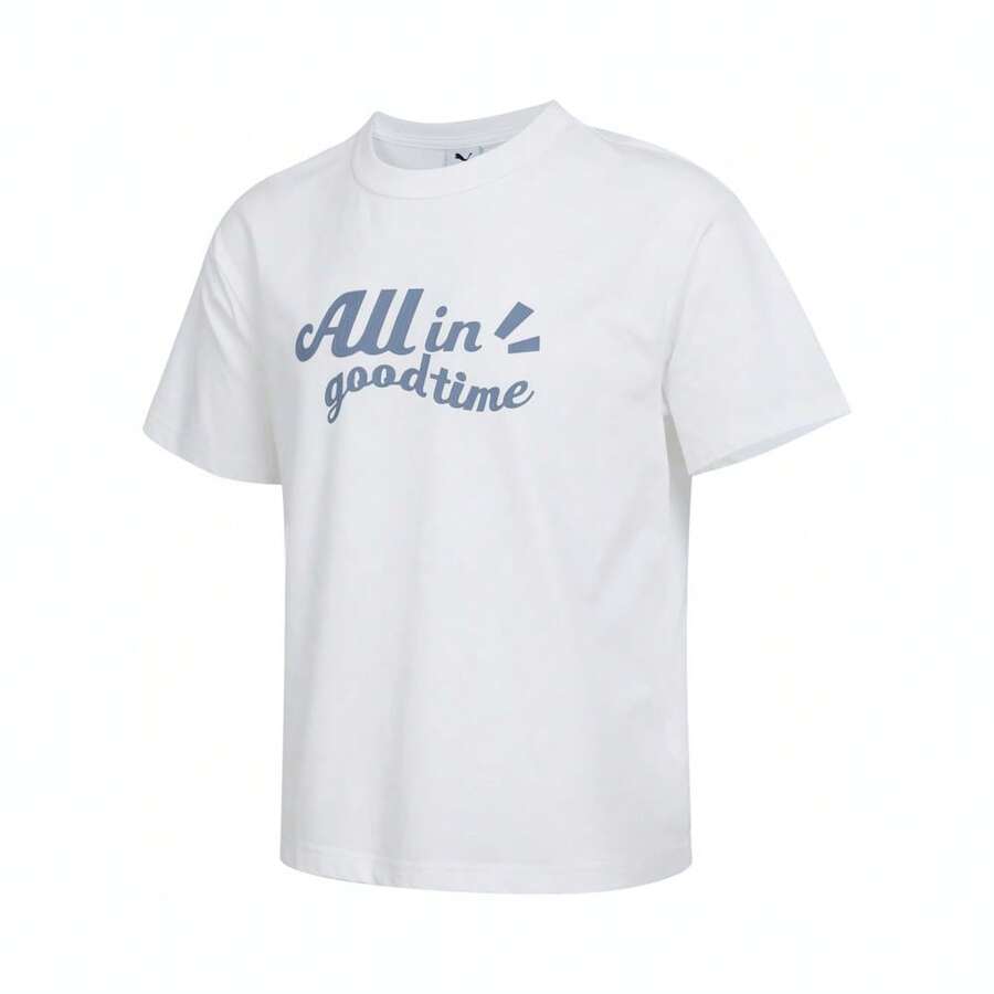 Puma 男女通用“All In Good Time”短袖圆领T恤 - 白色 - 查看 1