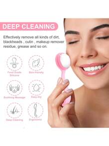2-In-1 Facial Cleansing Tool, Soft Silicone Facial Brush For Cleaning Large And Visible Pores, Double-Sided Blackhead Remover Tool, Beauty And Skincare Accessories, Gentle Cleansing, Non-Irritating, Double-Sided Soft Exfoliating And Face Massage Brush