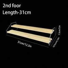 1 pieza Estantería de almacenamiento transparente de varios niveles, estantería escalonada minimalista de acrílico para perfumes, aceites esenciales, figuras, exhibición de postres, bolsas de maquillaje, artículos de viaje - Ancho del tablero de bambú de 5,5 cm. - Ver 16