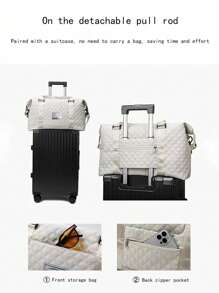 Women's Houndstooth Pattern Handbag, Large Capacity Gym Bag, Lightweight Portable Overnight Travel Luggage Tote Bag For School School Accessories School Stuff