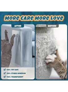 1 Roll Thick Clear Sofa Protective Film - Anti-Cat Scratch, Waterproof, Easy To Peel And Cut, No Residue Self-Adhesive, Suitable For Furniture, Walls, Marble Tables And Kitchen Countertops - Clear - View 5