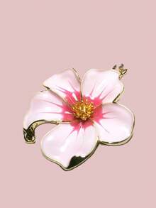 1 件芙蓉花项链，镀金链配粉色花朵吊坠，珐琅项链，山茶花 - 花 - 查看 2