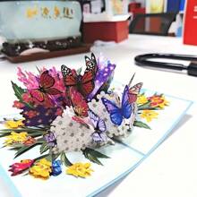 Handmade 3D Butterfly Pop Up Greeting Card - Vibrant Floral Design With Colorful Butterflies, Elegant Gift For Mother's Day, Birthday, Anniversary, Valentine's, Thanksgiving, Father's Day - Wife, Girlfriend, Mother, Special Occasion Card | 3D Popup Card | Intricate Craftsmanship