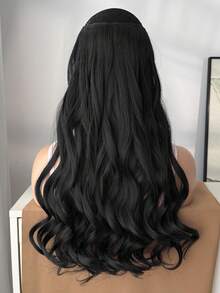 Bộ 7 lọn tóc nối kẹp, dài 22 inch, kiểu tóc gợn sóng tự nhiên, sợi tổng hợp chịu nhiệt, phù hợp cho phụ nữ sử dụng trong các bữa tiệc và hàng ngày, màu đen. - màu đen - Xem 5