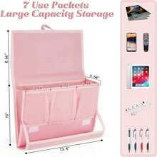 Retyion Bedside Caddy Bedside Storage Organizer Bedside Organizer With Power Strip Holder And 2 Adjustable Straps For Home Bunk Bed Dorm Sofa (Pink) - 粉色 - 查看 2