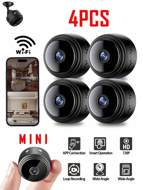 1pc/2pcs Wireless WiFi Camera Security House Room Body Cameras Nanny Cam Smart Home Indoor Outdoor Cams Pet Dog Baby Camera 720P House Portable Camera Mini Room Night Vision Camera No Need WiFi Door Camera 200mAh/400mAh