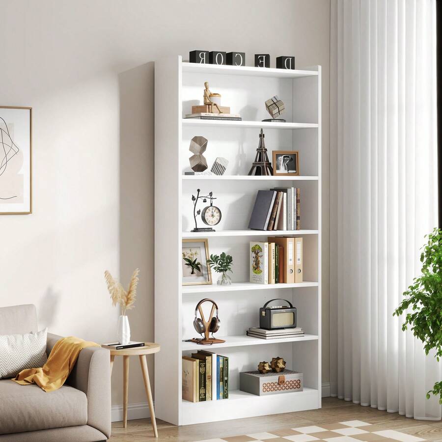 7-Tier Large Bookcase, 78-Inch Tall Modern Library Bookshelf With Storage Shelves, Open Display Shelving Unit For Bedroom, Living Room & Office, White - 白色 - 查看 1