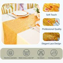 1/6/12Pcs Gold Sequin Table Runner Set, Shimmering Sequin Tablecloth, Perfect For Weddings, Parties, Table Decorations, Banquets, Holidays,  Wedding Supplies, Home Decor, Western Decor,St Patrick's Day,Room Decor, Spring Decor, Living Room Deccor,Bachelorette Party,Easter, Graduation Ceremonies, And Bridal Gifts, Making It The Ideal Choice For All Festive Occasions. - 金色 - 查看 5