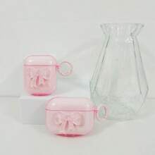 For AirPods Pro 1st Generation Case Pink Bow Cute Clear GlitterAesthetic Women Girly With Keychain Protective Earphone Cover For AirPod Pro - Pink - View 3