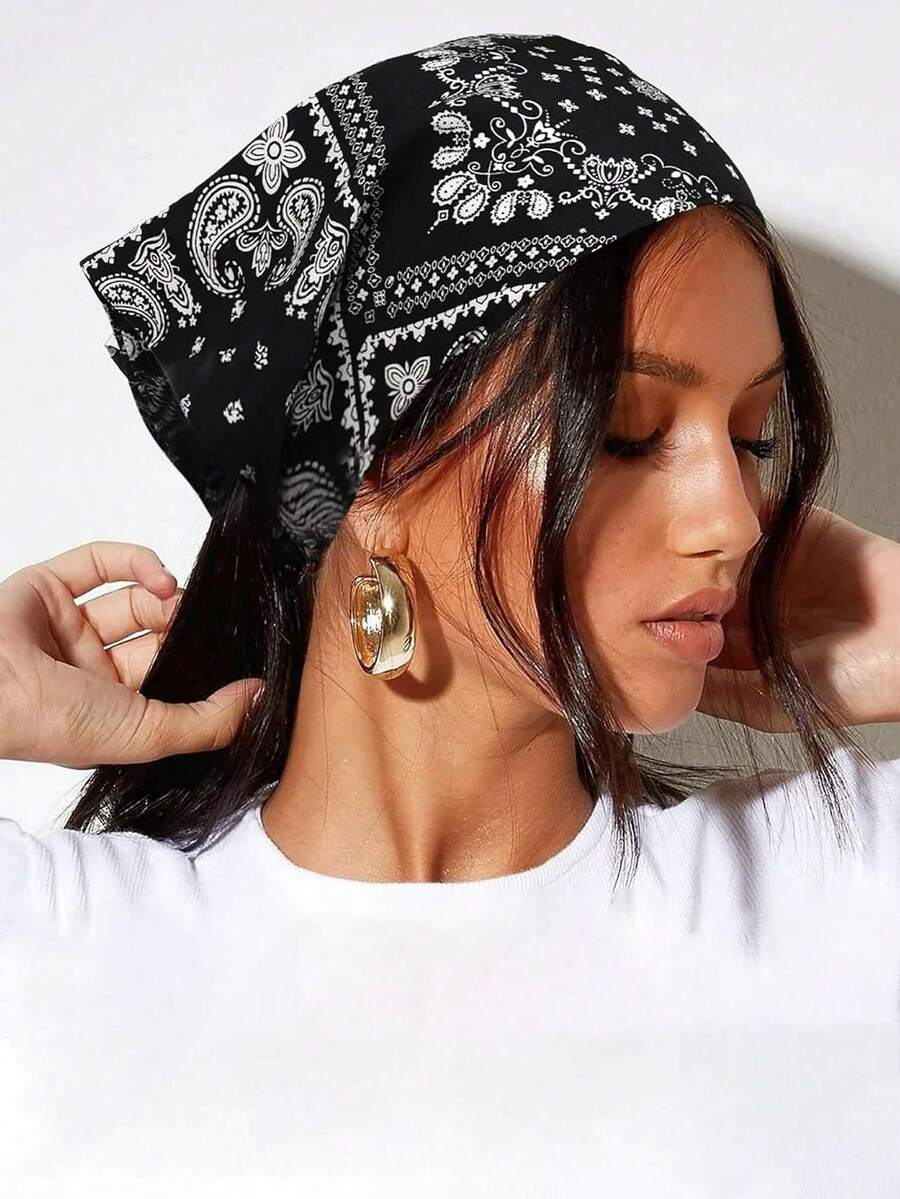 女士头巾 1 件/2 件女士时尚腰果印花头带，防晒吸汗弹性头带，适合户外运动、街头和嘻哈风格女士发饰、学校用品、学院秋季配饰秋冬发带，适合度假装女士 - 彩色 - 查看 1