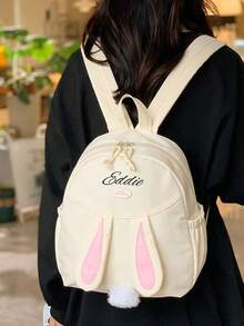Customizable School Bag, Backpack With Personalized Name Or Holiday Greetings. Christmas Cartoon Bunny Shaped Fun Bag. Nylon Zipper Closure. A Great Choice For Birthday Gifts. This Bag Is Lightweight, Casual, Versatile, Cute, And Perfect For Daily Life, Travel, Shopping Trips. Perfect For Christmas, Thanksgiving, School, Parties And Gatherings. Also Suitable For Friends' Daughters, Souvenir Patterns Are Randomly Placed.