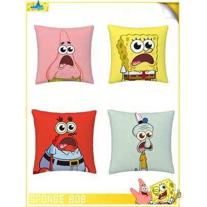 SpongeBob SquarePants 1个主题卡通图案枕套，图案包括鱿鱼和蟹老板，采用超柔软舒适的涤纶面料制成，可机洗，适合沙发、床、卧室和客厅装饰，四季皆宜，是沙发用品、床上用品礼品的理想之选。本产品不含枕芯，适合作为情人节礼物、圣诞节礼物、生日礼物、周年纪念礼物或特殊节日礼物。