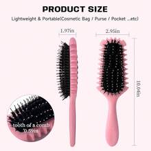 Curl Defining Brush, Boar Bristle Hair Brush Gifts Women And Men – Shape, Volumize, And Detangle Curly Hair Styling With Reduced Pulling And Curl Separation Pink - 粉色 - 查看 7