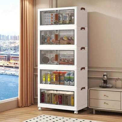 3layers  This Spacious Double-Opening Storage Box With A Lid And Wheels, As Well As A Foldable Storage Box, Is Perfect For Storing Clothes, Snacks, Toys, Books And Office Supplies At Home Or Outdoors. School Supplies.