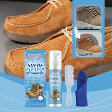 1pc Suede And Nubuck Cleaner Set (100ml Cleaner + Brush + Cloth), Suitable For Knitted Boots, Leather, Canvas Cleaning