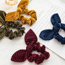 4 件圣诞秋冬毛绒兔耳结发带，女士跨境发带现货发饰，发圈，发球 - 彩色 - 查看 2