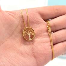 Elegant Tree Of Life Pendant Necklace With Zirconia, 925 Silver Or 18k Gold Plated - Vàng - Xem 3