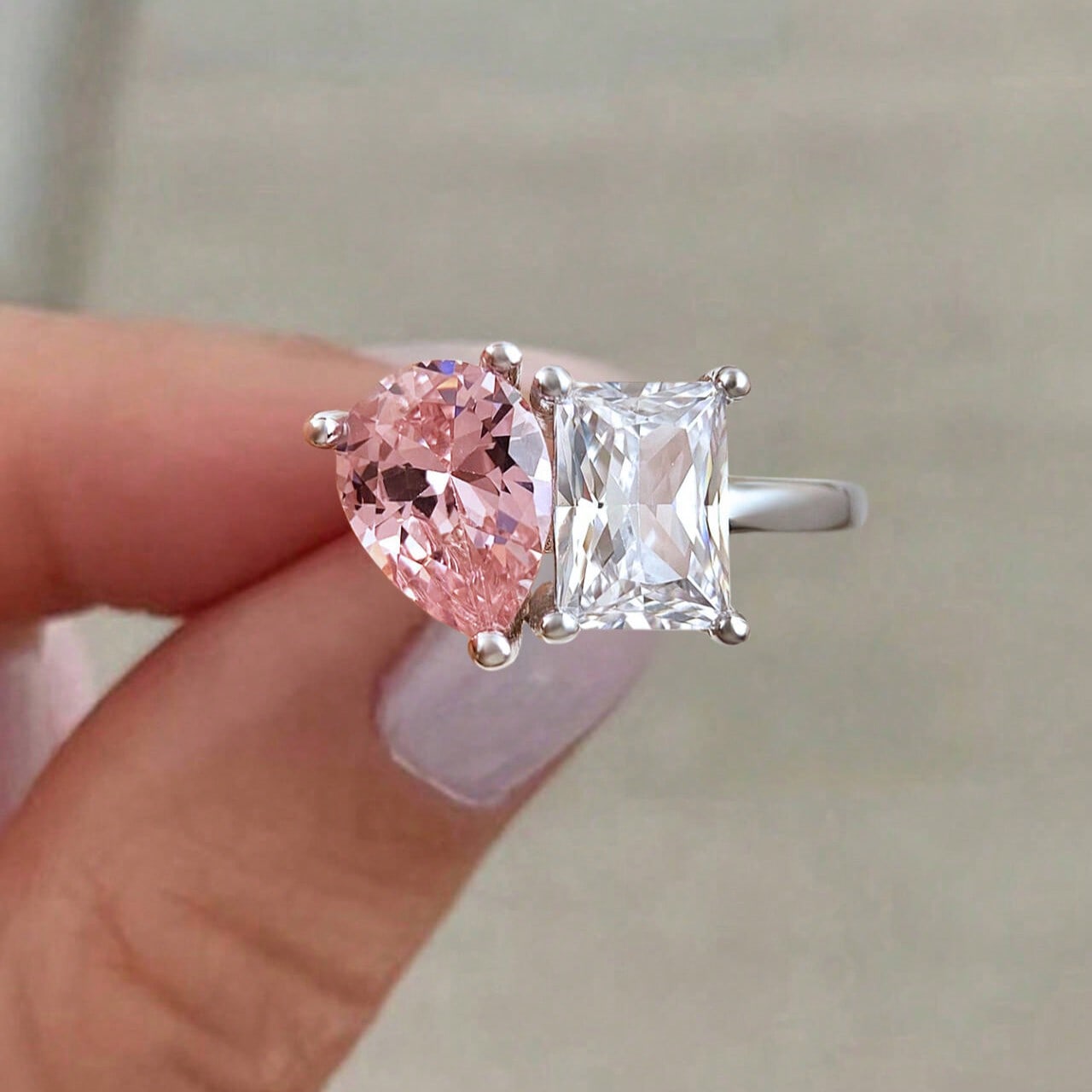 Pieza Anillo de plata de ley 925 con circonita personalizado de forma irregular, joyería de mujer, joyería exquisita, regalo de cita para mujer