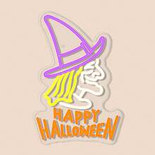 万圣节女巫霓虹灯，USB 供电可调光 LED 艺术墙饰，塑料按钮霓虹灯，壁挂式多功能装饰，适用于卧室、酒吧/派对装饰/圣诞灯万圣节装饰灯家居装饰派对装饰万圣节装饰房间装饰万圣节花园装饰礼物仙女